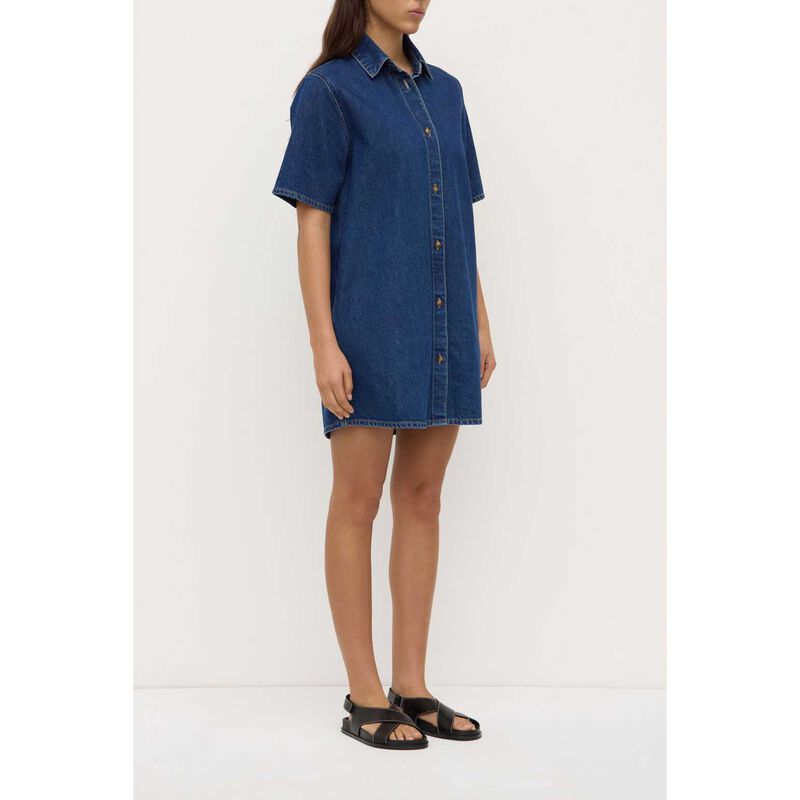 Assembly Label Neera Denim Mini Shirt Dress Heritage Blue image number 3